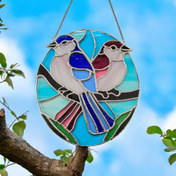 Two Birds Stained Glass Suncatcher