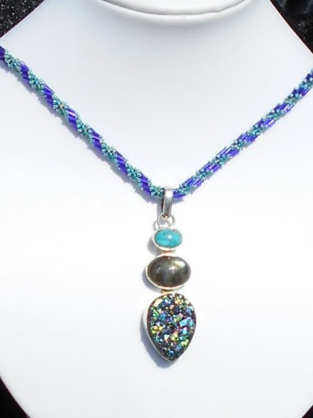Spiral rope silver druzy pendant Spiral rope silver druzy pendant