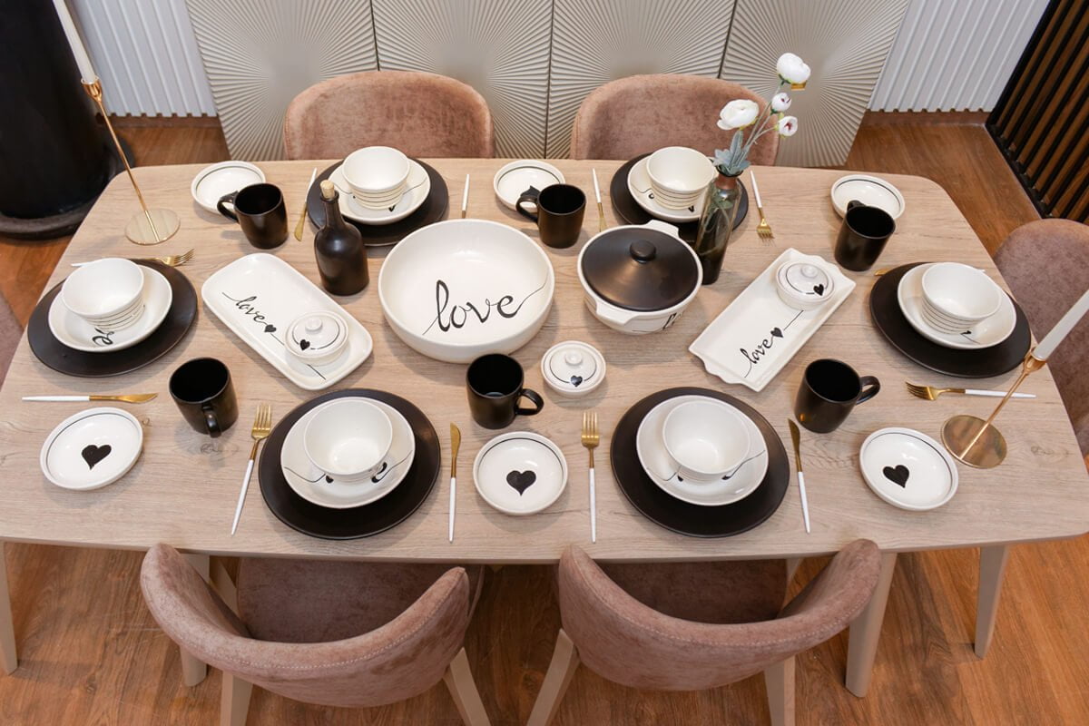 Handmade Stoneware Kitchen Ceramics Set – 42 Pieces – Love Collection Handmade Stoneware Kitchen Ceramics Set – 42 Pieces – Love Collection
