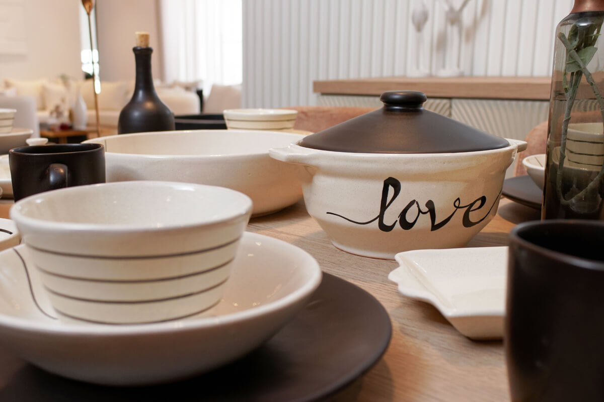 Handmade Stoneware Kitchen Ceramics Set – 42 Pieces – Love Collection Handmade Stoneware Kitchen Ceramics Set – 42 Pieces – Love Collection