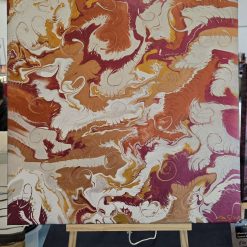 Browns and gold abstract fluid 50 x 50 canvas art