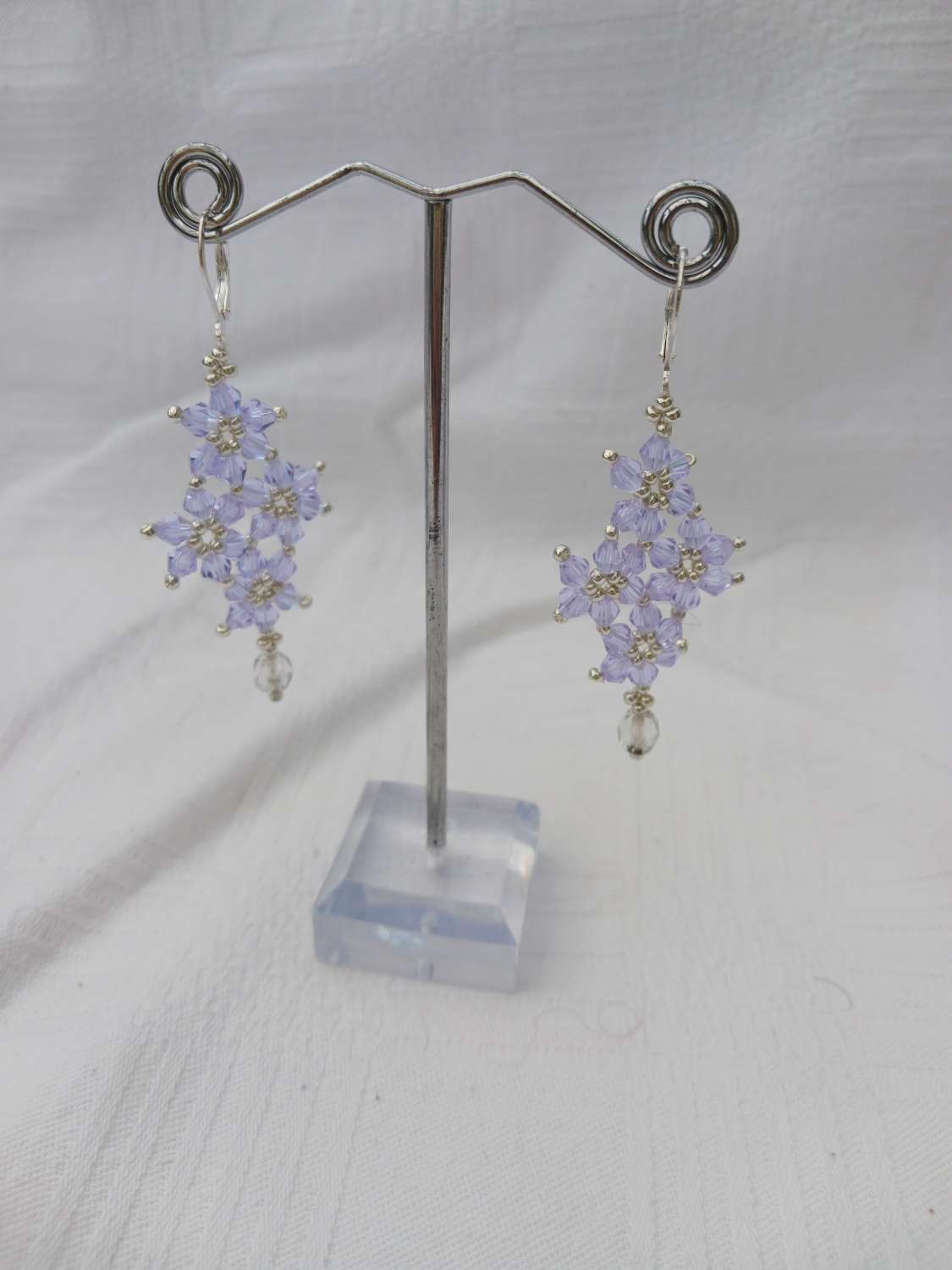 Crystal Flower Cluster Earrings (Pale Lilac) Crystal Flower Cluster Earrings (Pale Lilac)