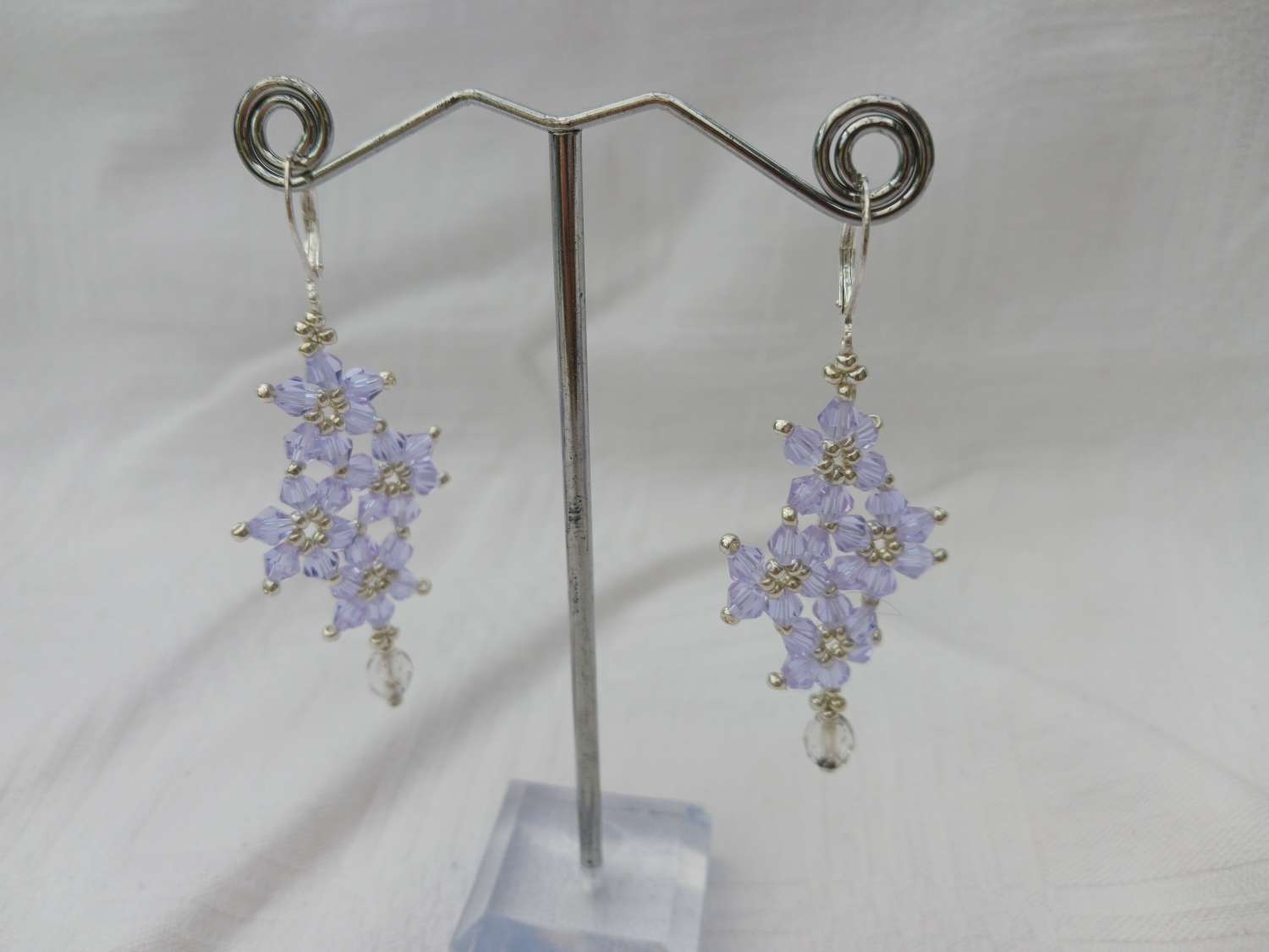 Crystal Flower Cluster Earrings (Pale Lilac) Crystal Flower Cluster Earrings (Pale Lilac)