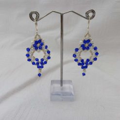 Crystal and Pearl Heart Earrings (Blue)