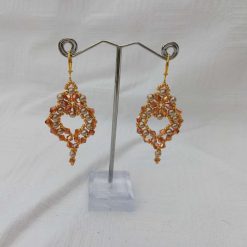 Crystal and Pearl Heart Earrings (Cognac)