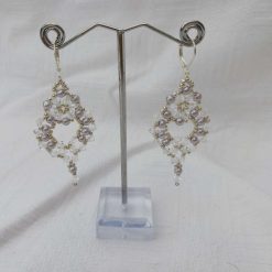 Crystal and Pearl Heart Earrings (Clear)