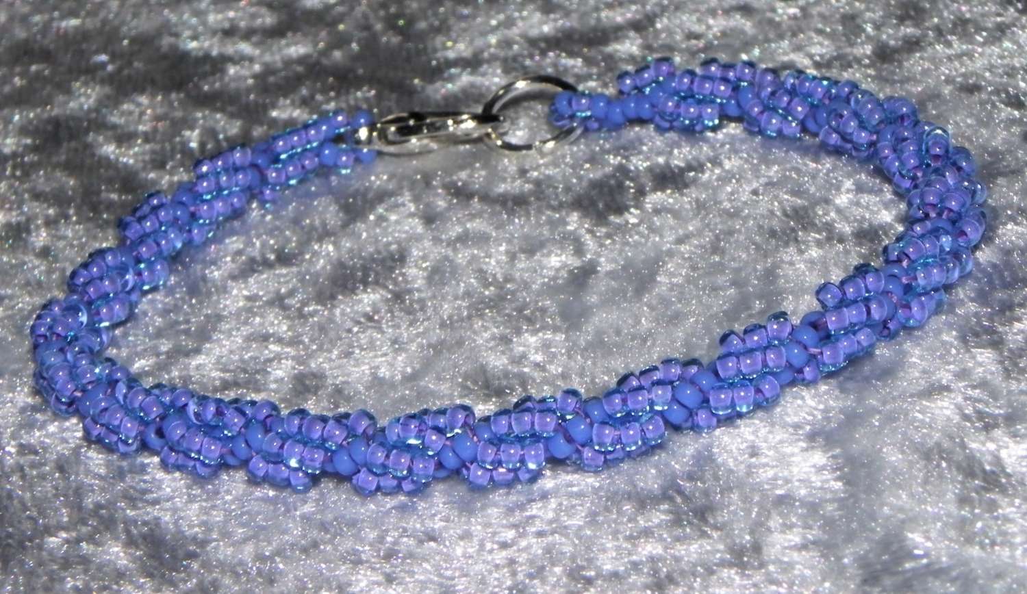 Beaded Periwinkle and Lavender Spiral Rope Bracelet Beaded Periwinkle and Lavender Spiral Rope Bracelet