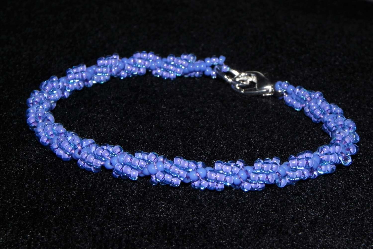 Beaded Periwinkle and Lavender Spiral Rope Bracelet Beaded Periwinkle and Lavender Spiral Rope Bracelet