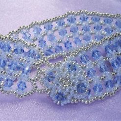 Beaded Sparkling Crystalline Cornflower Blue Bracelet Cuff
