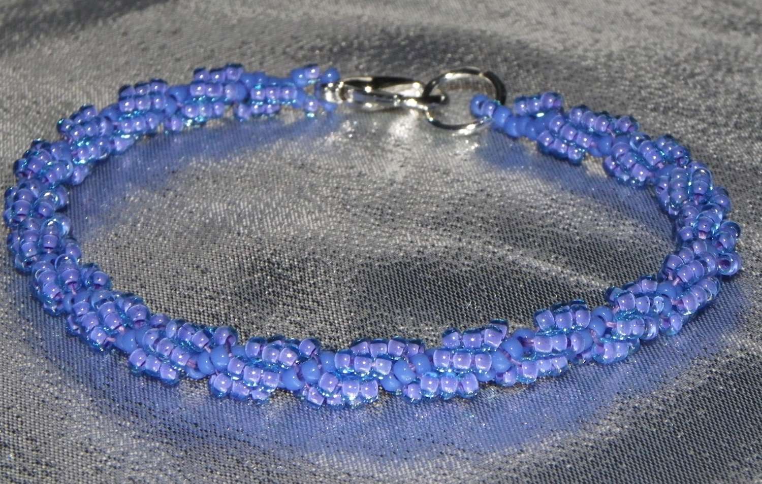 Beaded Periwinkle and Lavender Spiral Rope Bracelet Beaded Periwinkle and Lavender Spiral Rope Bracelet