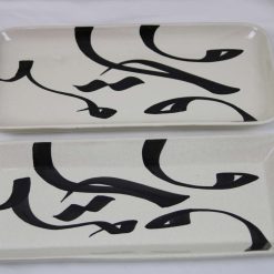 2 piece Dinner Starter Plate set Stoneware Ceramics Handmade Arabica