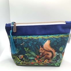 A Velvet  Woodland Squirrel Bag (Navy top)