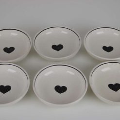 6 piece sauce Plate set Stoneware Ceramics Handmade Love