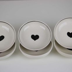 6 piece sauce Plate set Stoneware Ceramics Handmade Love 2