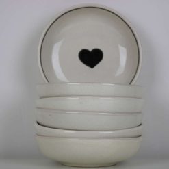 6 piece sauce Plate set Stoneware Ceramics Handmade Love 4