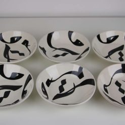 6 piece Soup Plate set Stoneware Ceramics Handmade Love