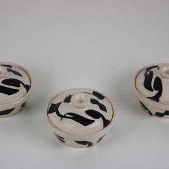 3-Piece Handmade Stoneware Candy Jars Set – Arabica Design, Durable & Stylish