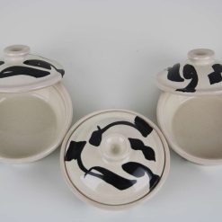 3-Piece Handmade Stoneware Candy Jars Set – Arabica Design, Durable & Stylish 2 3-Piece Handmade Stoneware Candy Jars Set – Arabica Design, Durable & Stylish 2