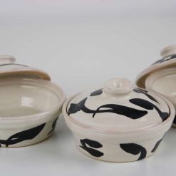 3-Piece Handmade Stoneware Candy Jars Set – Arabica Design, Durable & Stylish 3 3-Piece Handmade Stoneware Candy Jars Set – Arabica Design, Durable & Stylish 3
