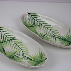 Leaf 2-Piece Handmade Stoneware Dinner Starter Plate Set – Microwave & Dishwasher Safe