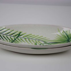 Leaf 2-Piece Handmade Stoneware Dinner Starter Plate Set – Microwave & Dishwasher Safe 2