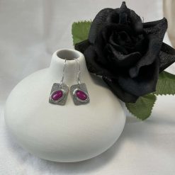 Cerise Jade Gemstone Sterling Silver Earrings