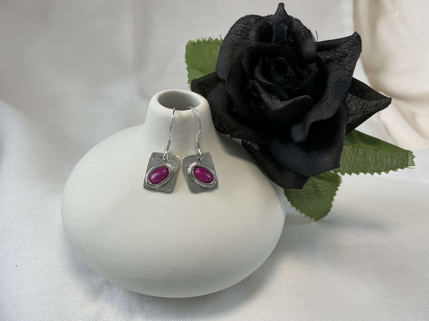 Cerise Jade Gemstone Sterling Silver Earrings Cerise Jade Gemstone Sterling Silver Earrings