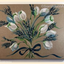Blue Lavender & White Tulips