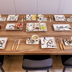 ARABICA 27-Piece Handmade Stoneware Brunch Set For 6 Microwave & Dishwasher Safe