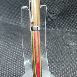Tempest Click Pen turned from Red/Green Laminate Wood, Chrome finish