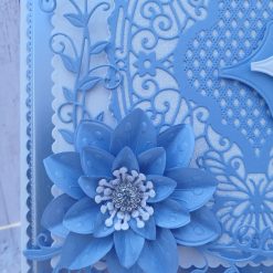 Luxury Handmade Birthday - Happy Birthday - Have a wonderful day - Pastel blue, elegant butterfly lace panel with flower 4