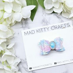 Rainbow glitter pixels bow