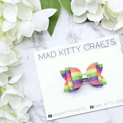 Pink polkadot glitter gem bow