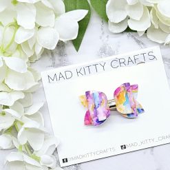 Pink polkadot glitter gem bow