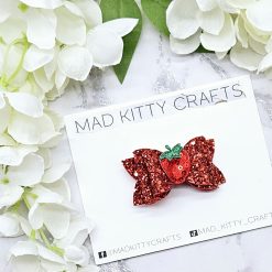 Pink polkadot glitter gem bow