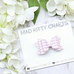 Pink and white glitter stripes bow