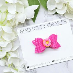 Bright pink glitter doughnut bow