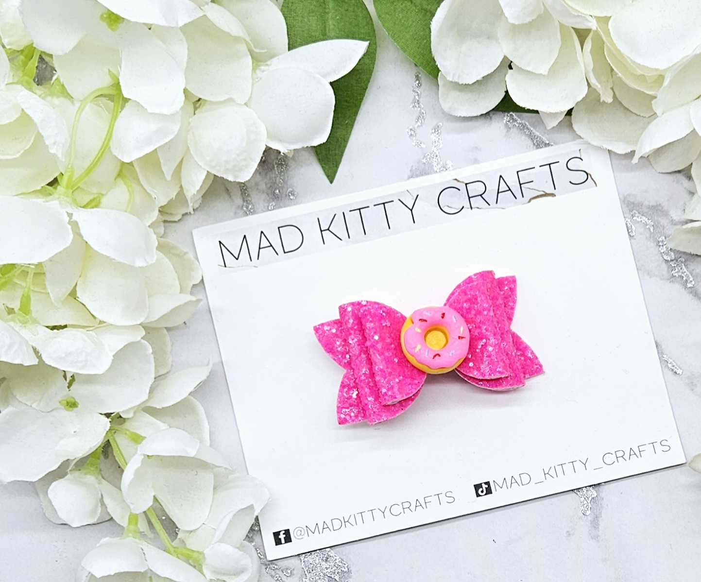 Bright pink glitter doughnut bow Bright pink glitter doughnut bow