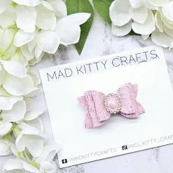 Pink lace gem bow