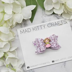 Pink/white glitter princess bow