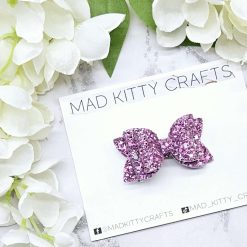 Dusty pink glitter bow