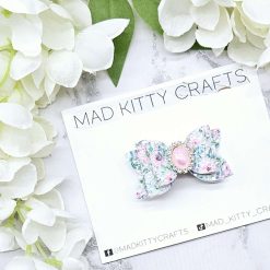 Pink floral glitter bow
