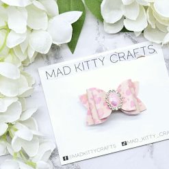 Peach/pink leopard print gem.bow