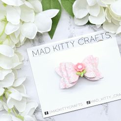 Neon coral/ white glitter with flower