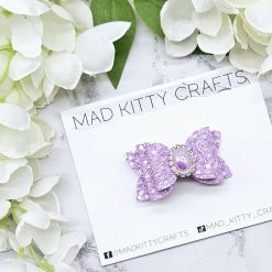Lilac glitter gem bow