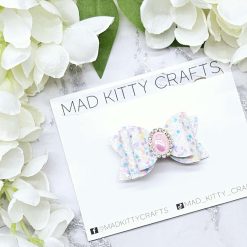 Pastel and white glitter gem bow