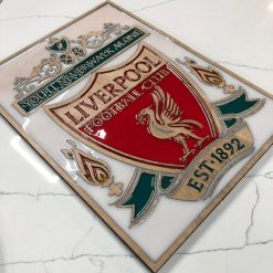 Liverpool FC Handcrafted Wooden Resin Crest Art - Personalized Football Memorabilia Sports Decor Gift