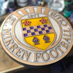 Personalized St. Mirren FC Wooden Crest: Handcrafted Resin Art Football Memorabilia Gift for Fans