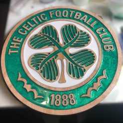 Personalized Glasgow Celtic FC Wooden Resin Plaque - Custom Football Club Crest Art Decor Gift