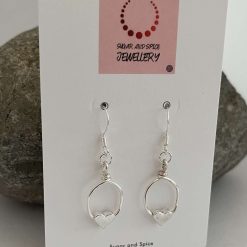 Silver heart dangle earrings 4